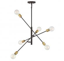 Savoy House Meridian CA M10084ORBNB - 6-Light Chandelier in Oil Rubbed Bronze with Natural Brass