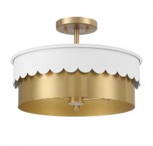 Savoy House Meridian CA M60072WHNB - 3-Light Ceiling Light in White and Natural Brass