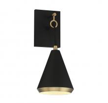Savoy House Meridian CA M90066MBKNB - 1-Light Wall Sconce in Matte Black with Natural Brass