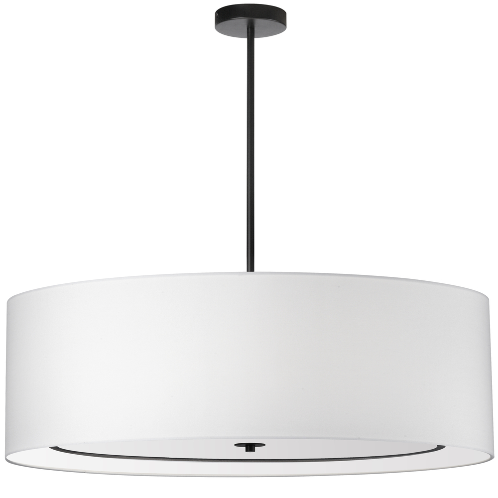 6LT Incand Pendant, MB with WH Shade