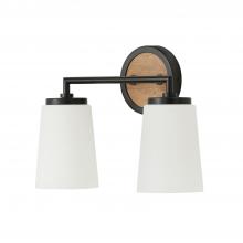 Capital Canada 150821WK-546 - 2-Light Vanity in Matte Black and Mango Wood with Soft White Glass