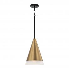 Capital Canada 351911AB - 1-Light Cone Pendant in Black with Aged Brass and Soft White Glass Shade