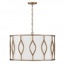 Capital Canada 352541ML - 4-Light Drum Pendant in Mystic Luster with White Fabric Shade