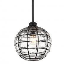 Golden Canada 1096-S BLK-SD - Powell Small Pendant in Matte Black with Seeded Glass