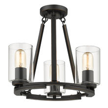 Golden Canada 7041-SF BLK-CLR - Monroe 3 Light Semi-Flush