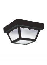 Generation Lighting 7567EN3-32 - Outdoor Ceiling traditional 1-light LED outdoor exterior ceiling flush mount in black finish with cl