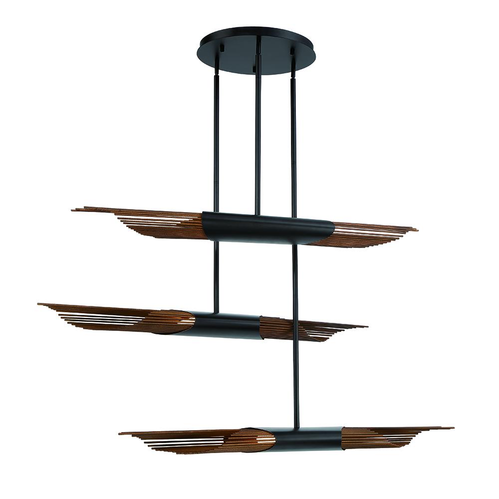 Umura 6 Light Chandelier in Black and Aged Gold