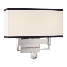 Hudson Valley 5642-PN - 2 LIGHT WALL SCONCE WITH BLACK TRIM ON SHADE