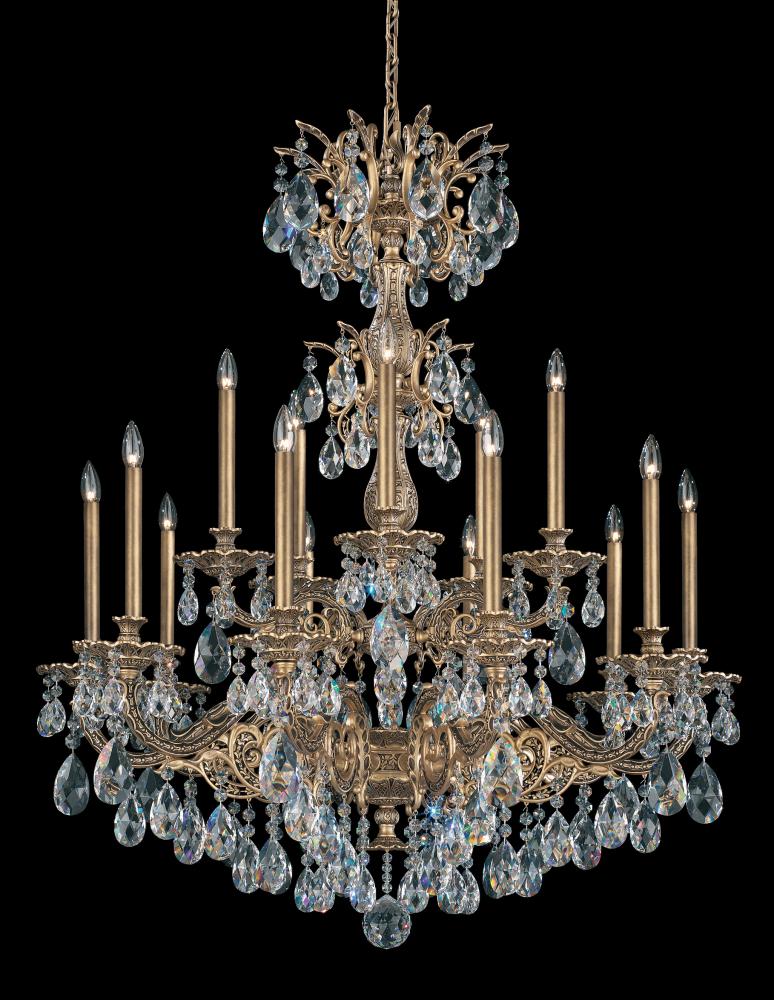 Milano 15 Light 120V Chandelier in Antique Silver with Clear Crystals from Swarovski