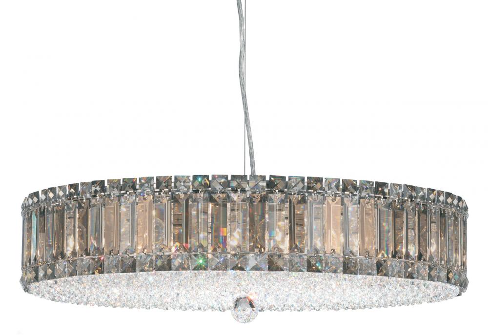 Plaza 21 Light 120V Pendant in Polished Stainless Steel with Clear Crystals from Swarovski