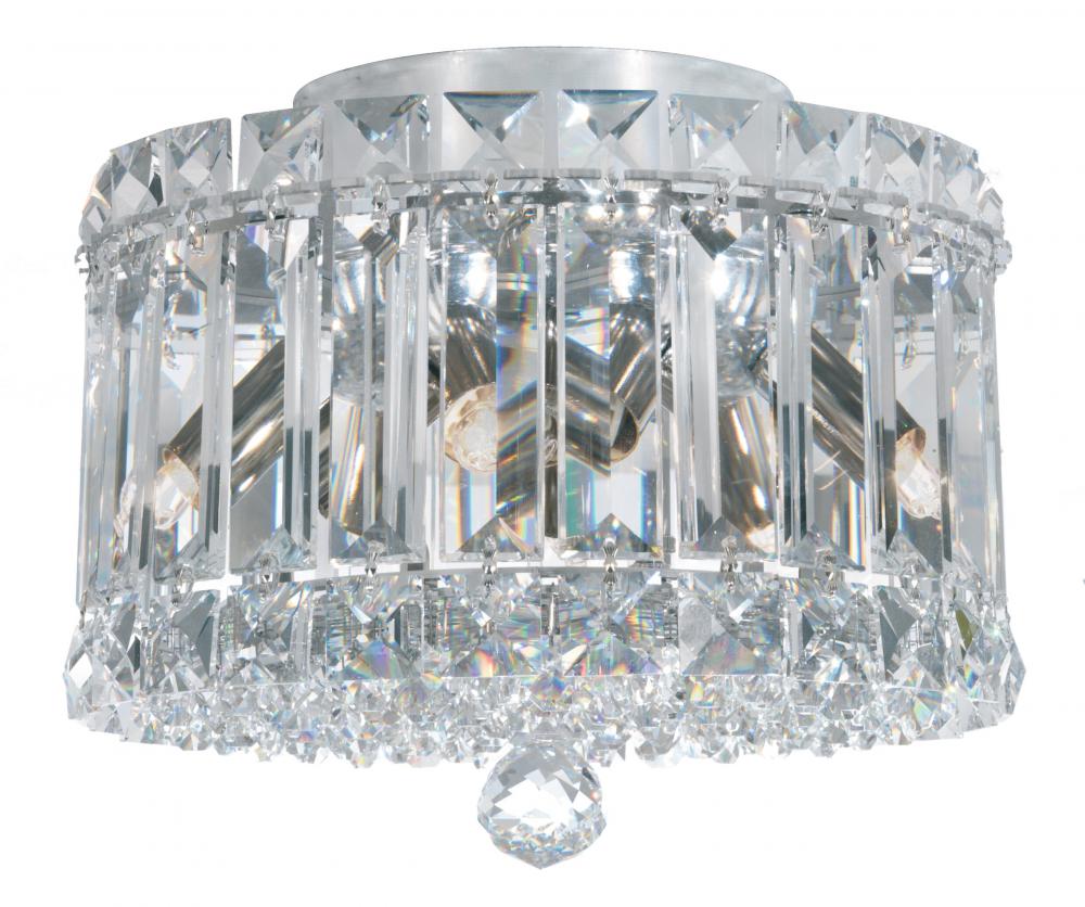 Plaza 4 Light 120V Flush Mount in Polished Stainless Steel with Clear Crystals from Swarovski