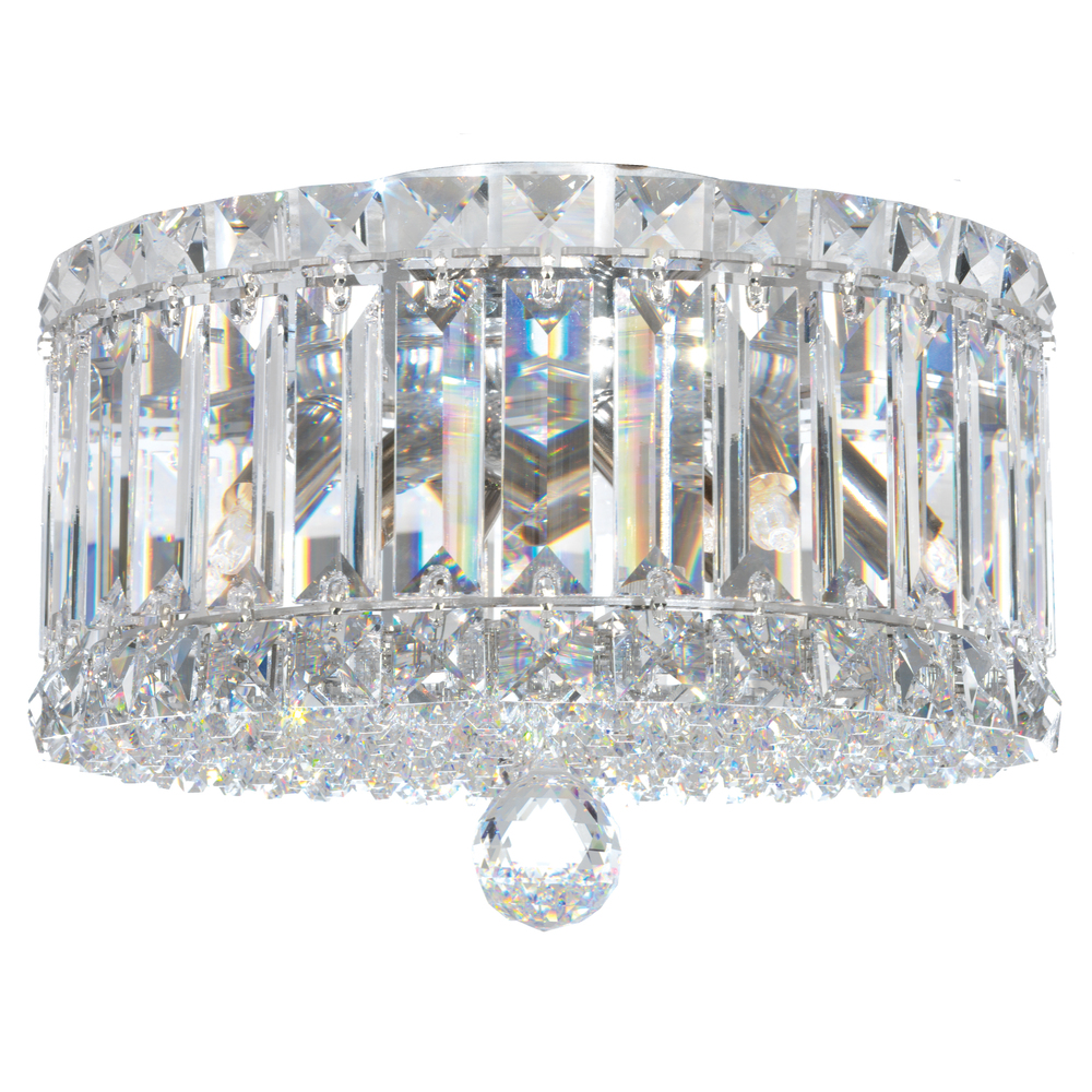 Plaza 4 Light 120V Flush Mount in Polished Stainless Steel with Clear Crystals from Swarovski