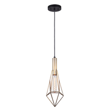 Canarm IPL676A01BKG - GREER, Gold + MBK Color, 1 Lt Cord Pendant, 60W Type A, 6" W x 19 1/2" - 67 1/2" H