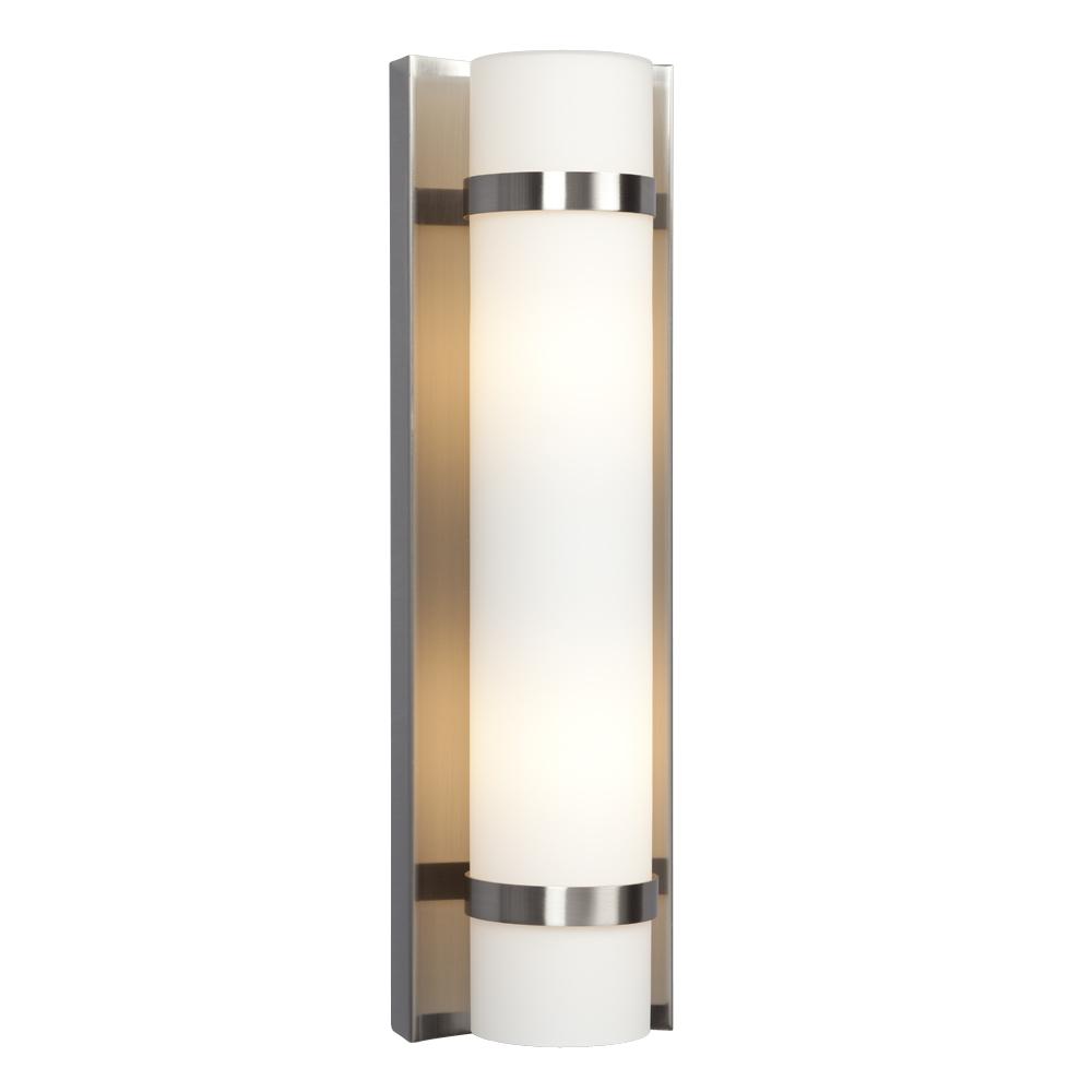 2-Light Wall Sconce (Interior Use Only) - Brushed Nickel with Satin White Cylinder Glass