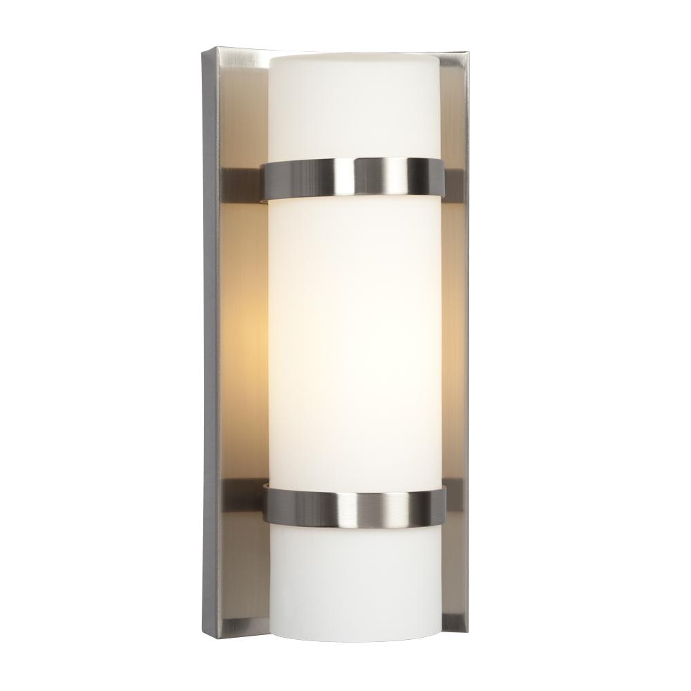 1-Light Wall Sconce (Interior Use Only) - Brushed Nickel with Satin White Cylinder Glass