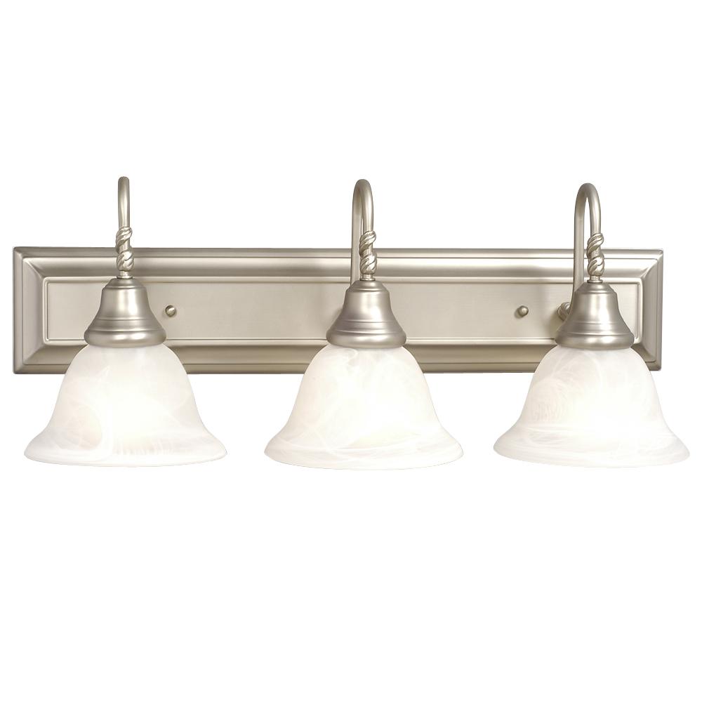 Three Light Vanity - Pewter w/ Frosted Alabaster Glass