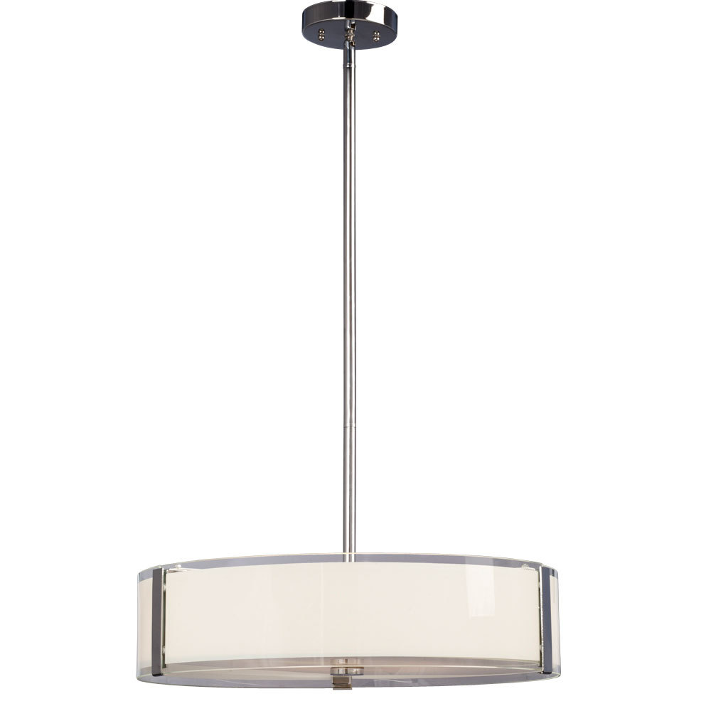 LED Pendant - in Polished Chrome finish with Opal White & Clear Glass, includes 6", 12" & 18