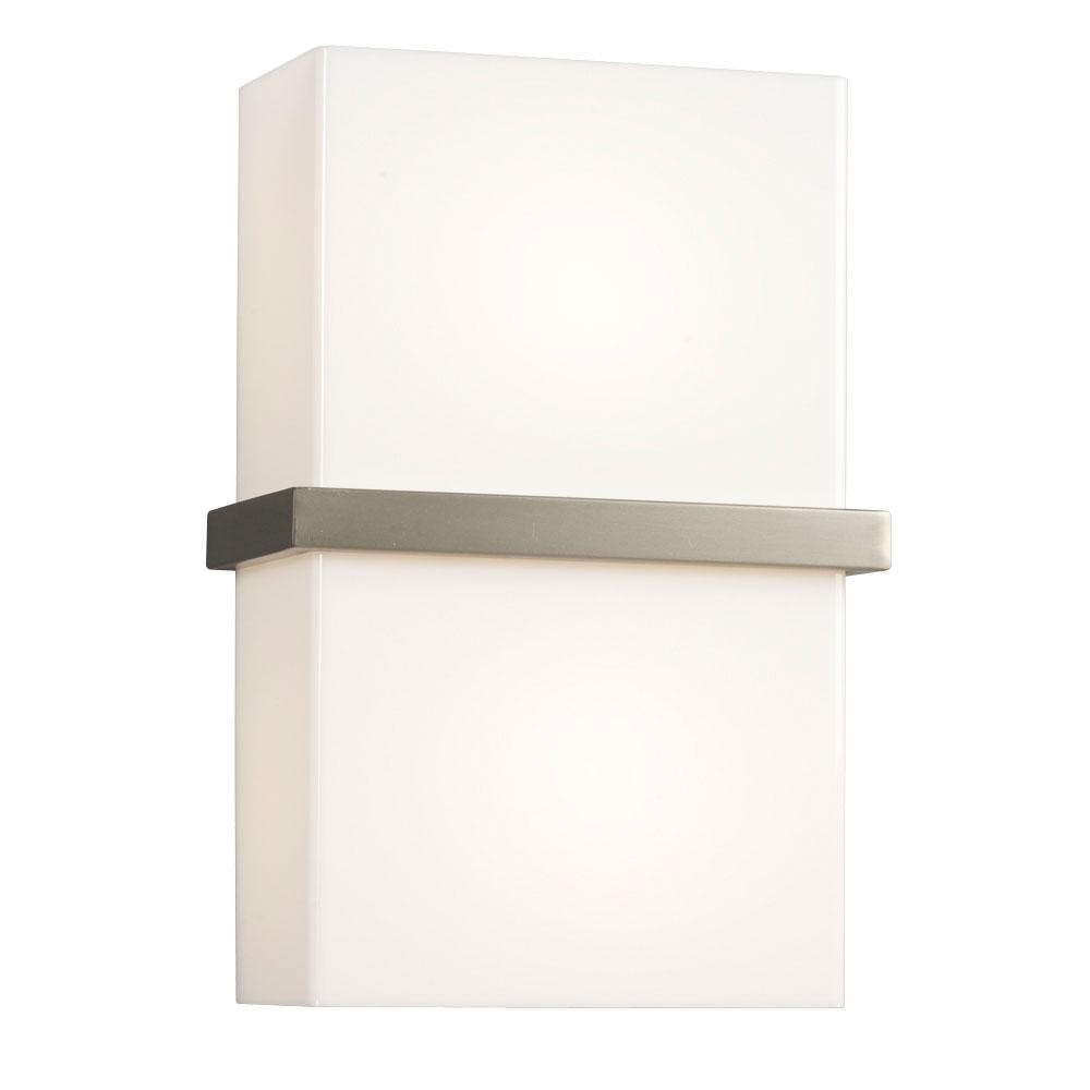 Wall Sconce - in Brushed Nickel finish with Satin White Glass