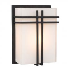 Galaxy Lighting ES215640BK - Wall Sconce - in Black finish with Satin White Glass (Suitable for Indoor or Outdoor Use)