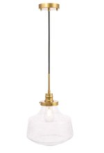Elegant LD6260BR - Lyle 1 light Brass and Clear seeded glass pendant