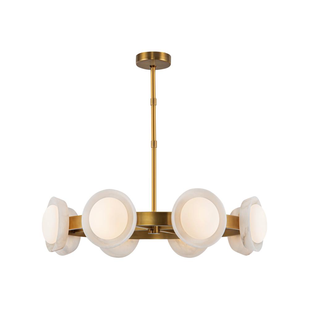 Alonso 37-in Vintage Brass/Alabaster LED Chandeliers
