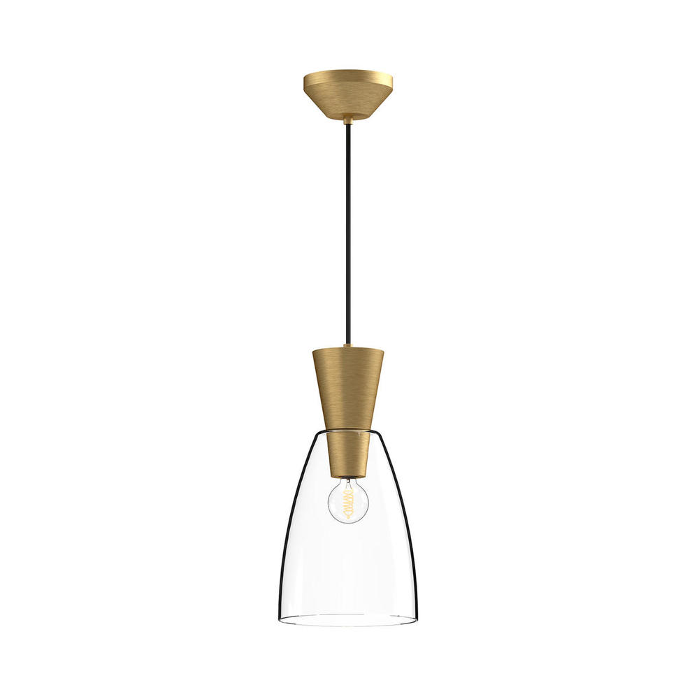 Arlo 7-in Brushed Gold/Clear Glass 1 Light Pendant