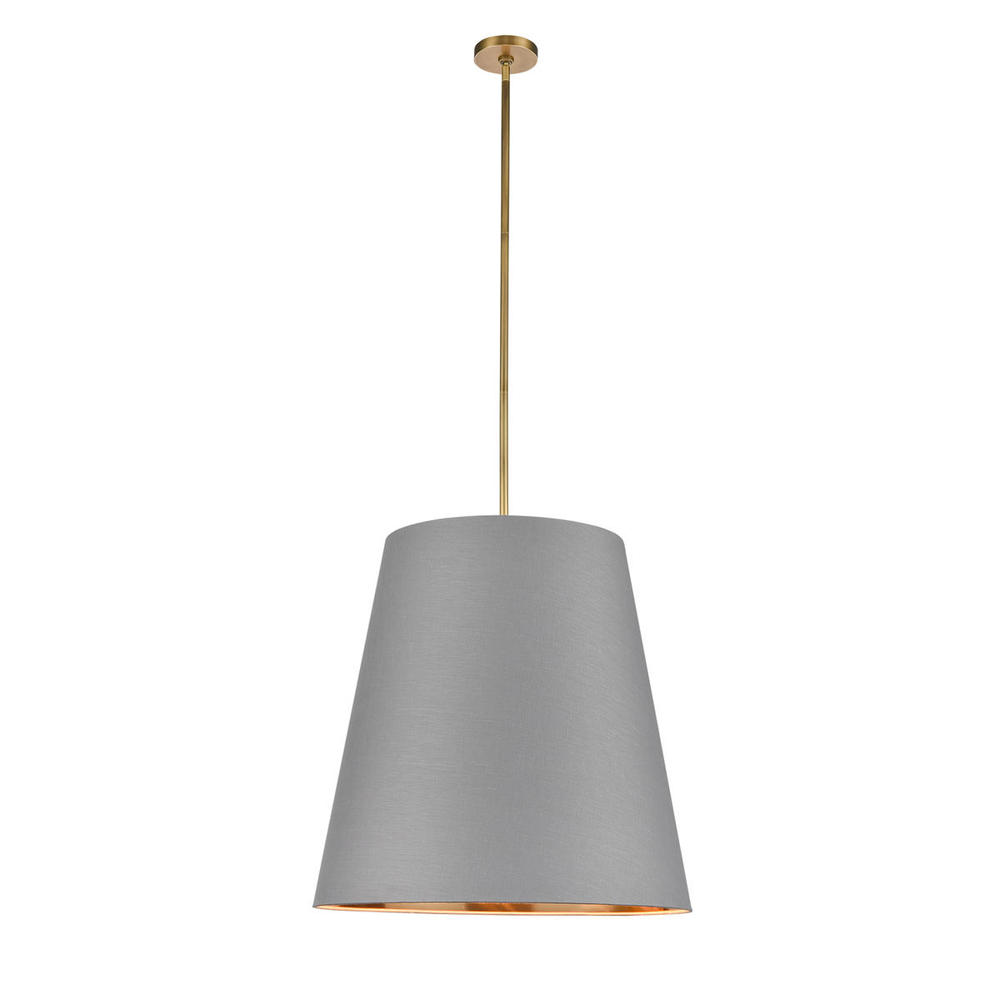 Calor 25-in Gray Linen With Gold Parchment/Vintage Brass 3 Lights Pendant