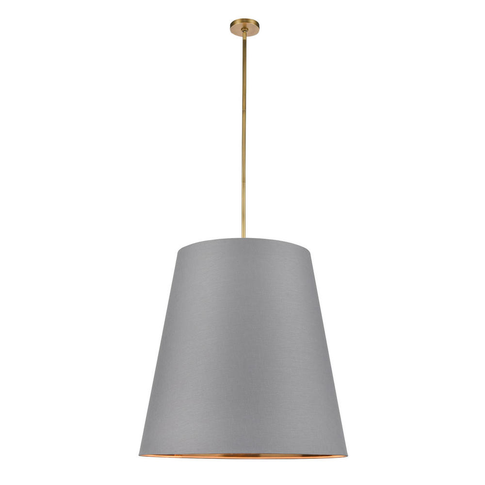 Calor 30-in Gray Linen With Gold Parchment/Vintage Brass 3 Lights Pendant