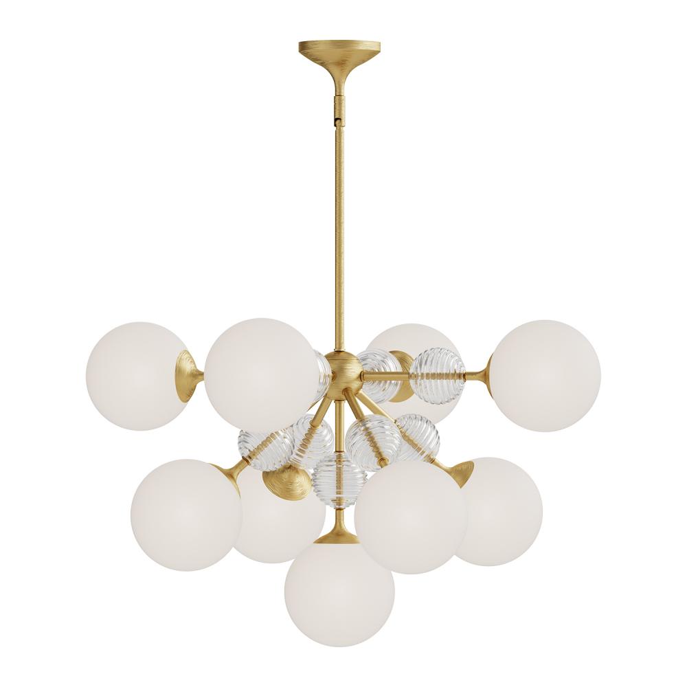 Celia 31-in Brushed Gold/Opal Glass 9 Lights Chandeliers