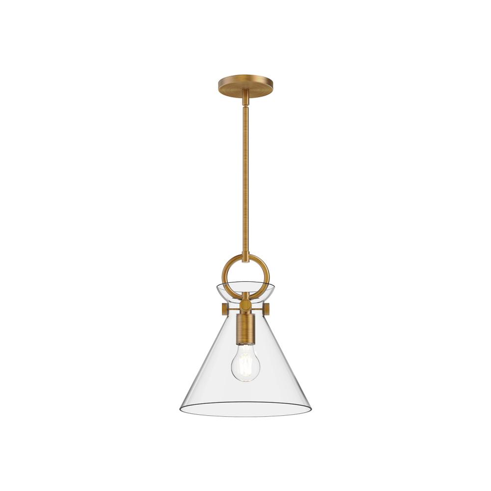 Emerson 11-in Aged Gold/Clear 1 Light Pendant