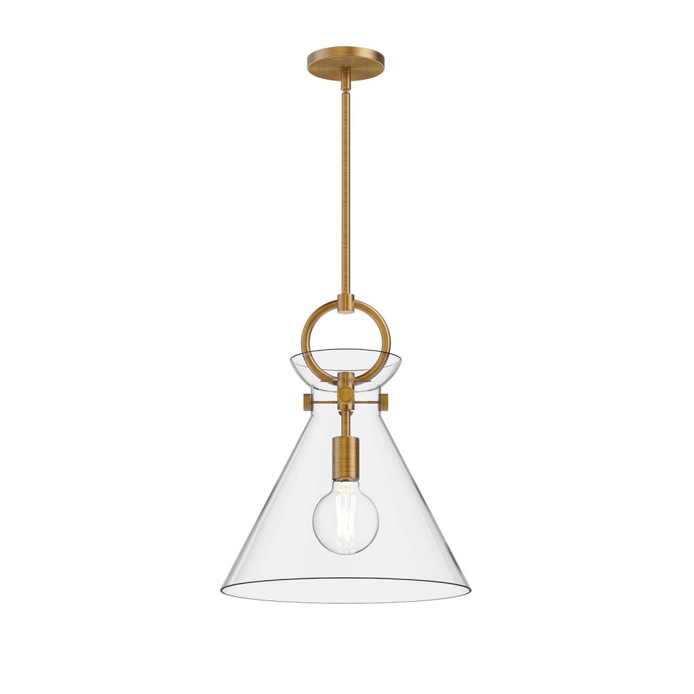 Emerson 14-in Aged Gold/Clear 1 Light Pendant