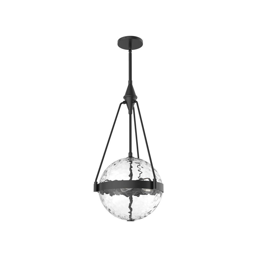 Harmony 14-in Matte Black/Clear Water Glass 3 Lights Pendant