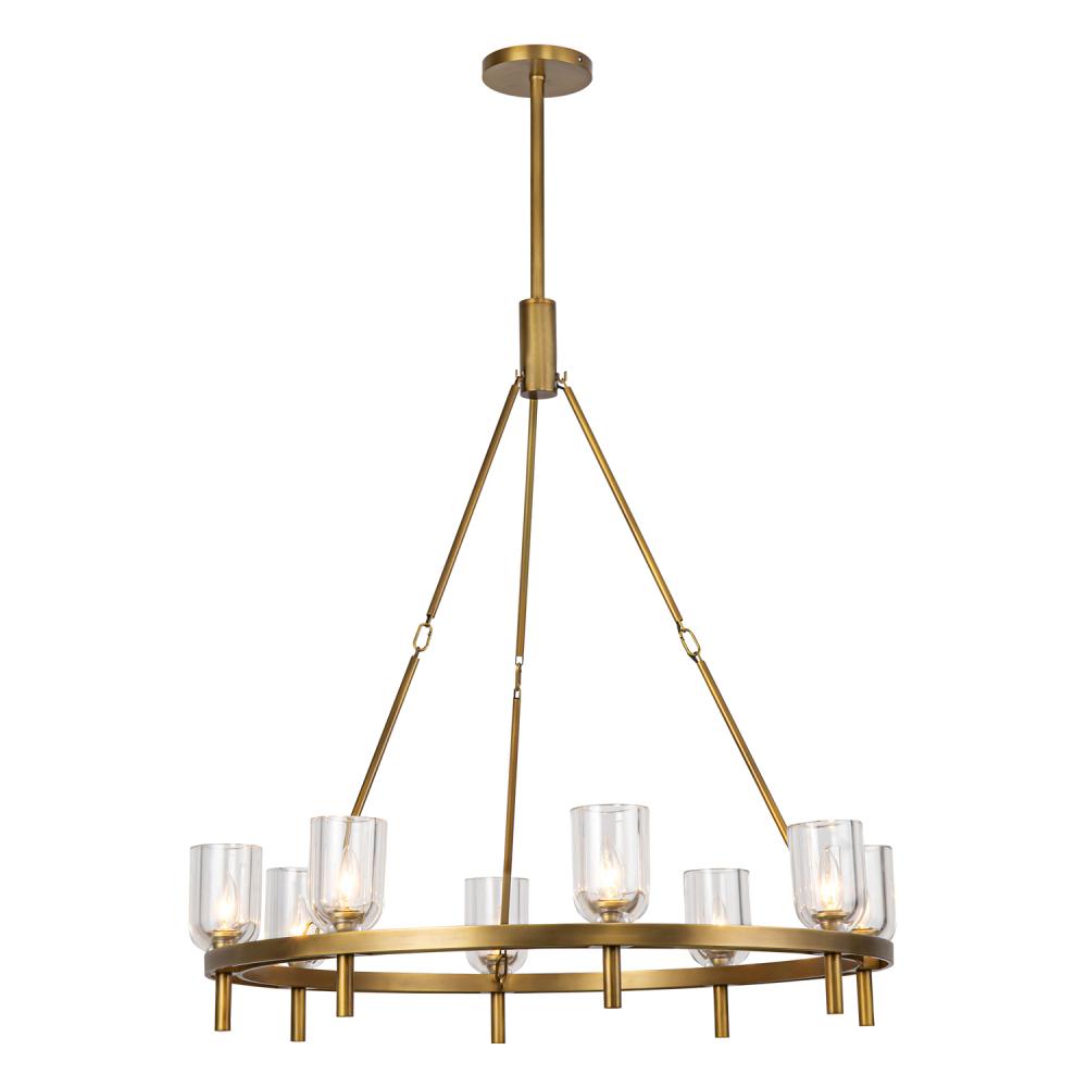 Lucian 36-in Clear Crystal/Vintage Brass 8 Lights Chandeliers