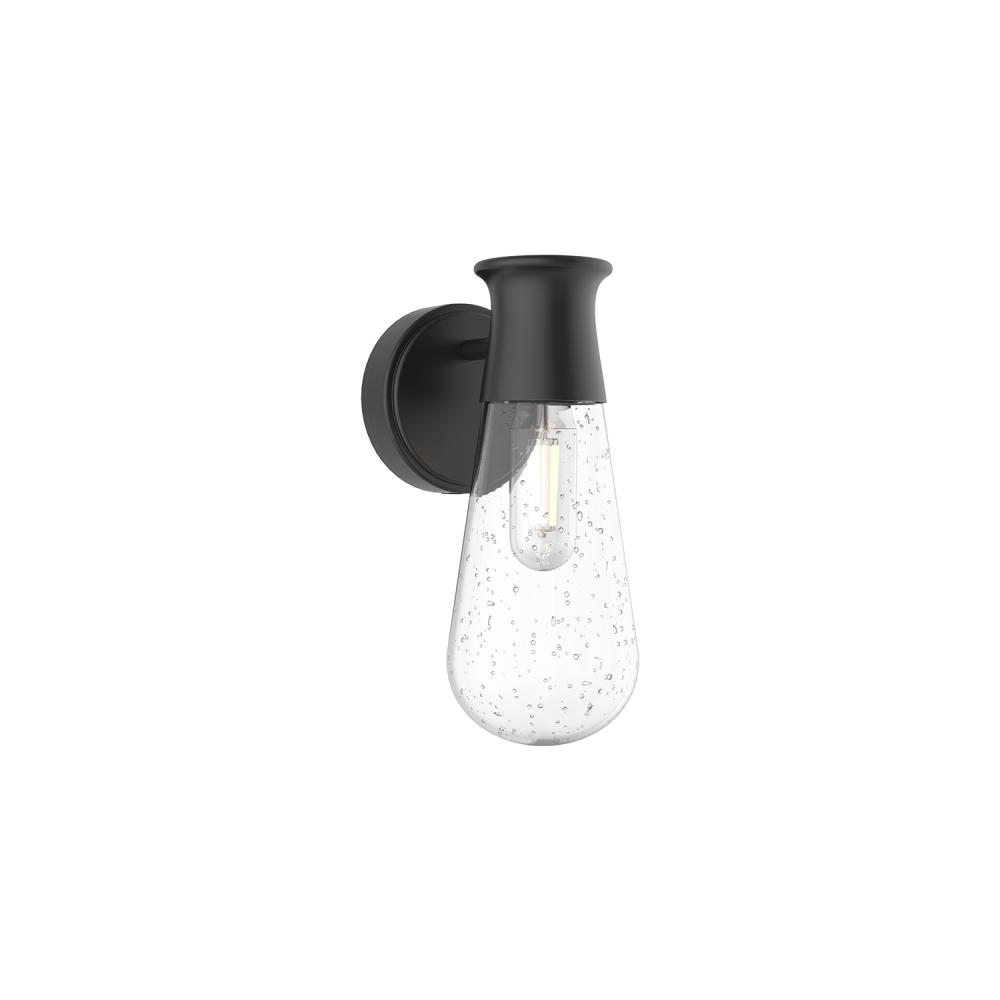 Marcel 5-in Clear Bubble Glass/Textured Black 1 Light Exterior Wall Sconce