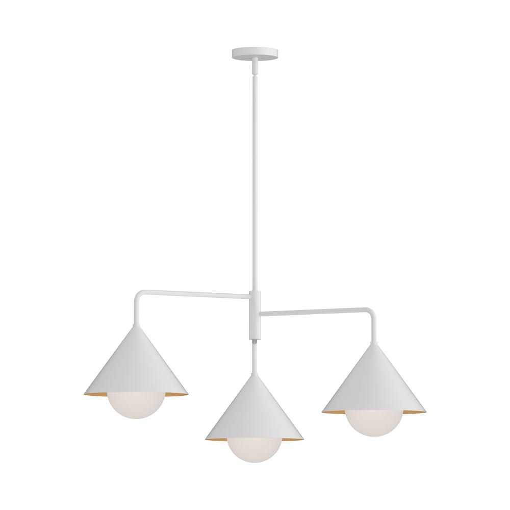 Remy 38-in White/Opal Glass 3 Lights Chandeliers