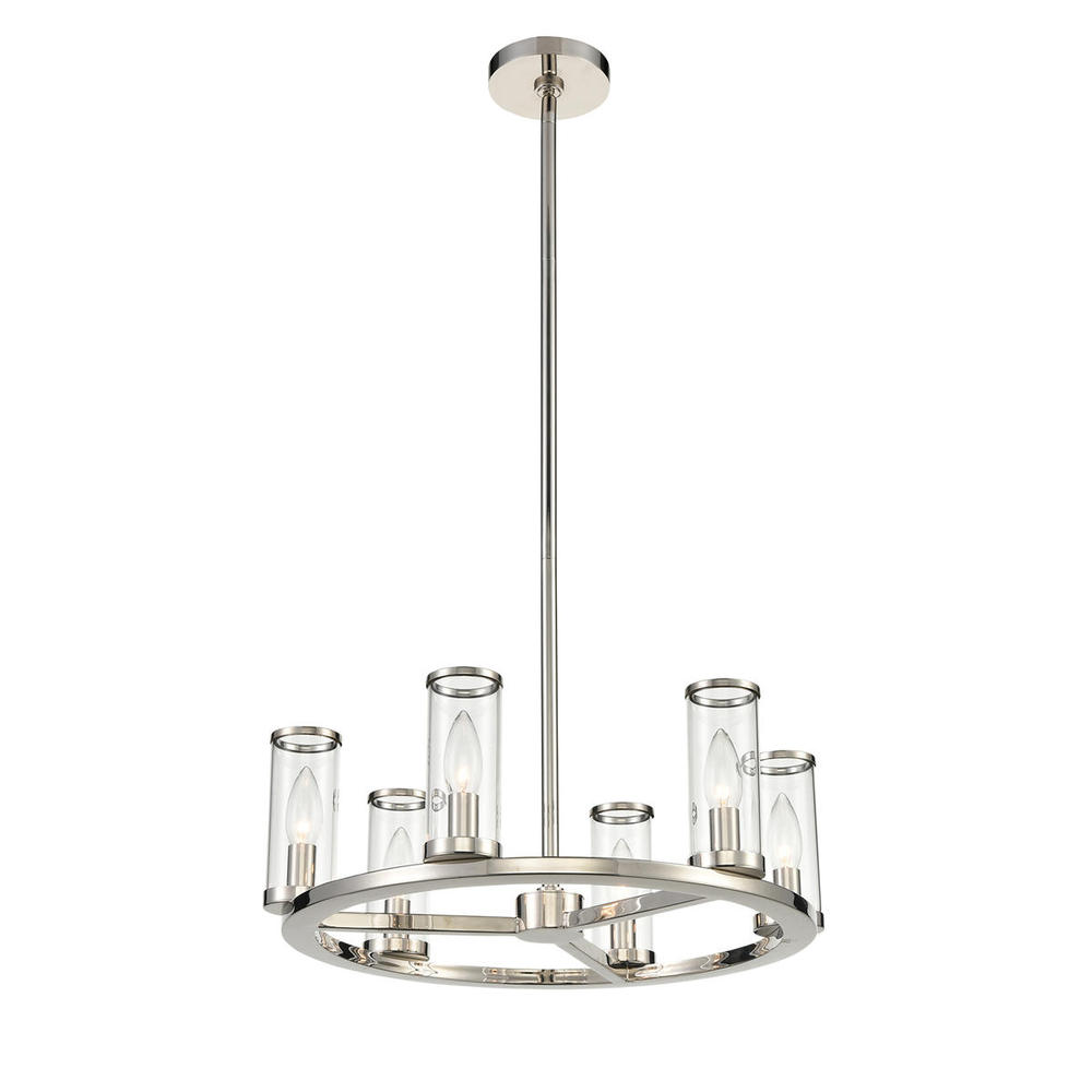 Revolve Clear Glass/Polished Nickel 6 Lights Chandeliers