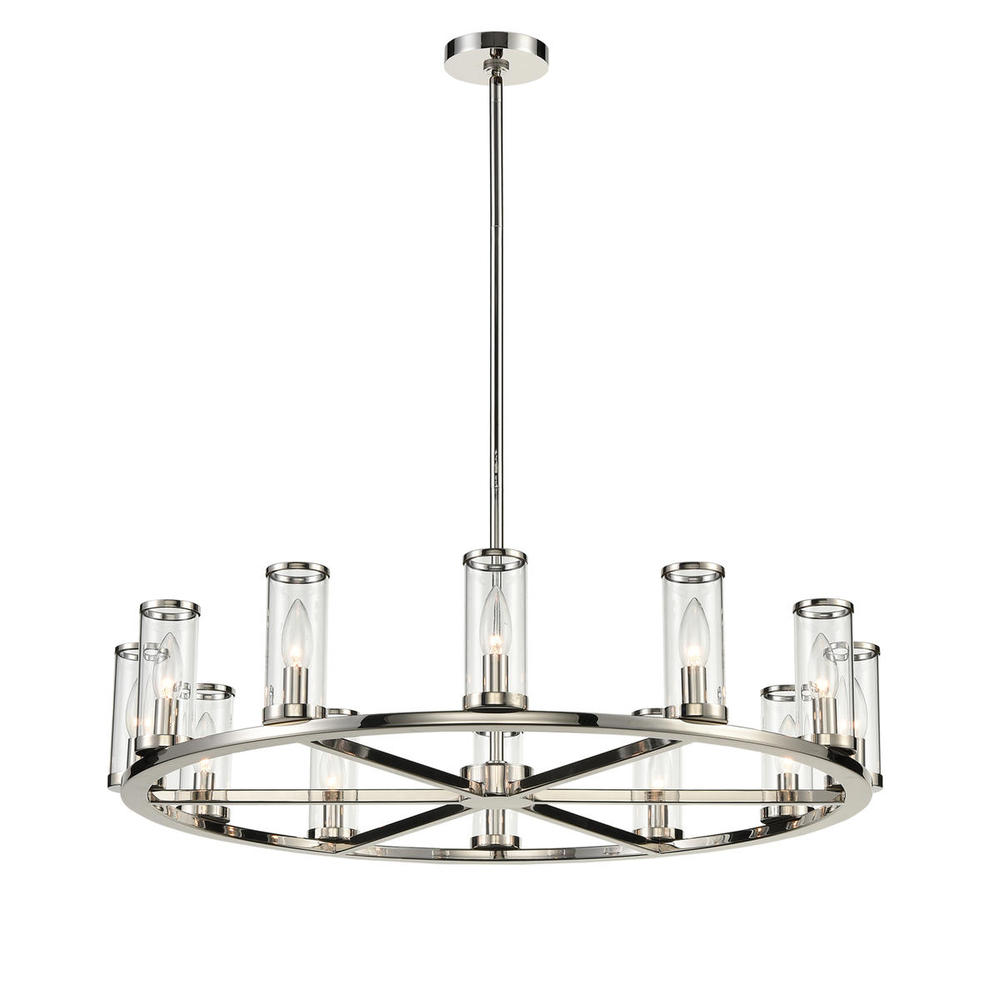 Revolve Clear Glass/Polished Nickel 12 Lights Chandeliers