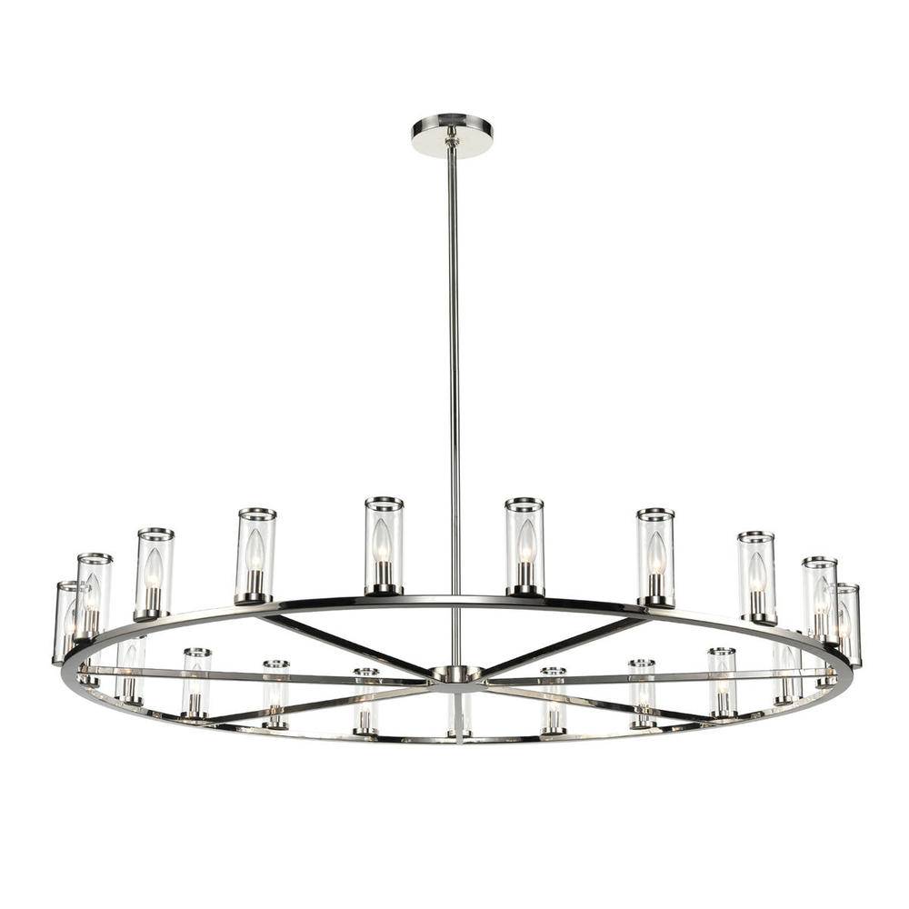 Revolve Clear Glass/Polished Nickel 21 Light Chandeliers