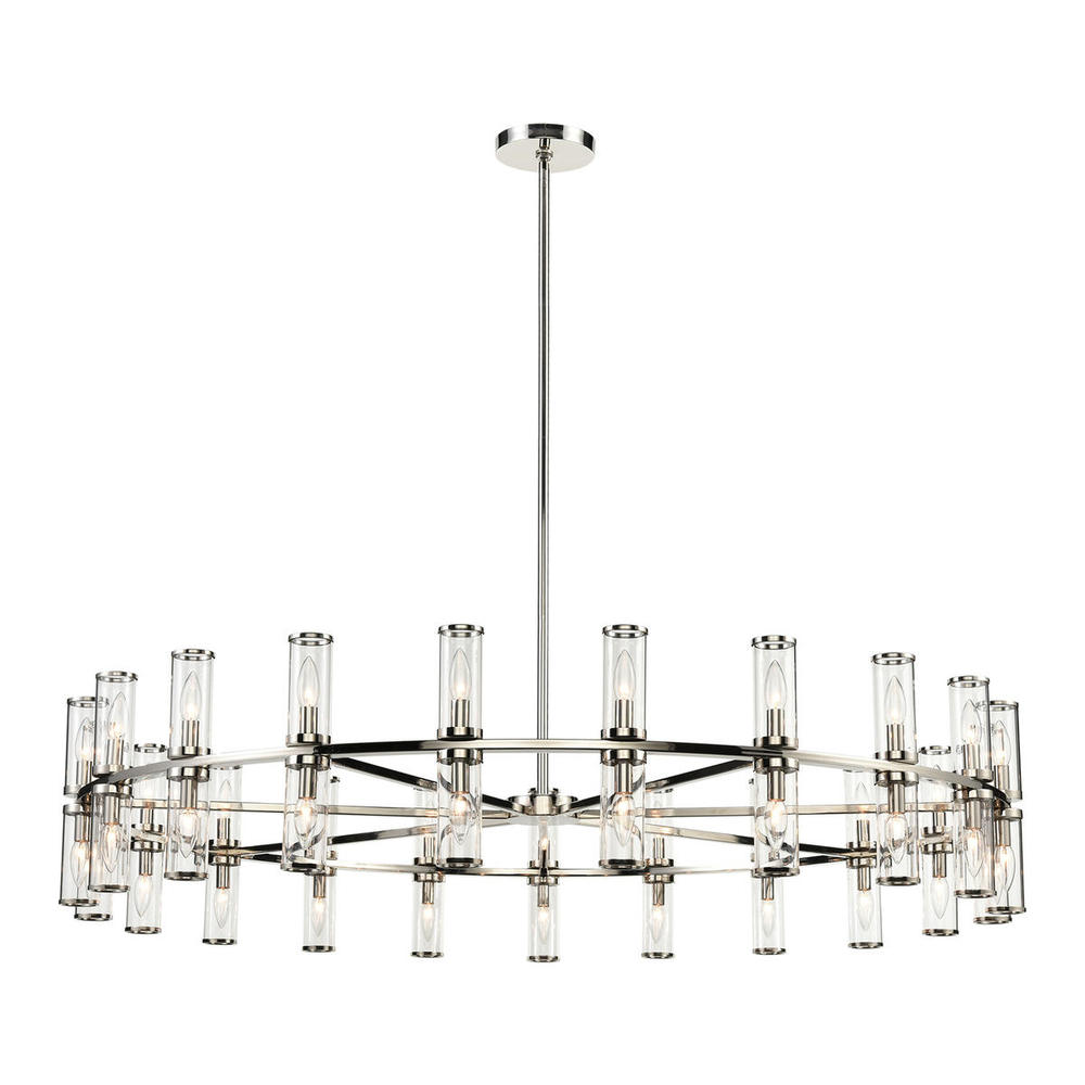 Revolve Clear Glass/Polished Nickel 42 Lights Chandeliers