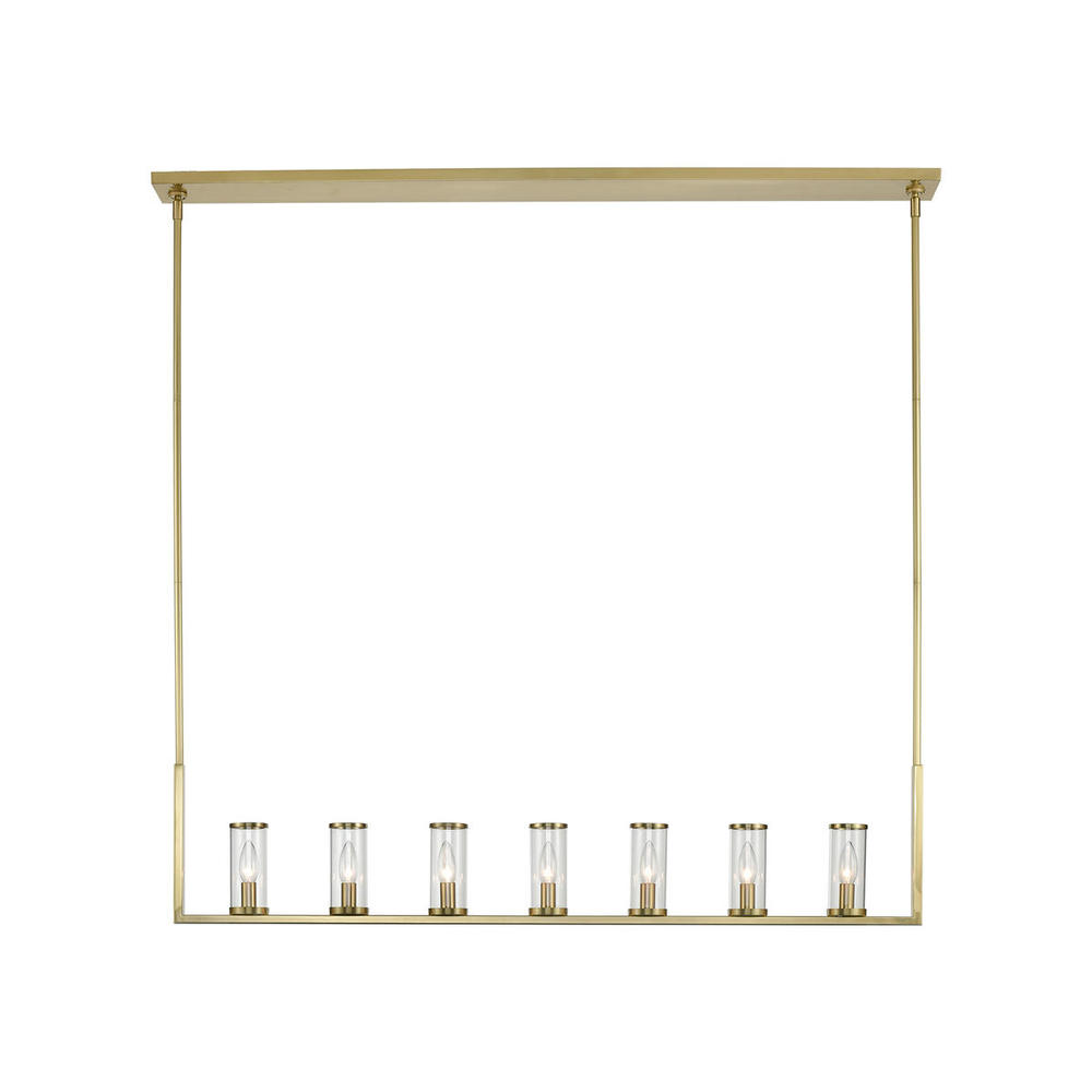 Revolve Clear Glass/Natural Brass 7 Lights Linear Pendant