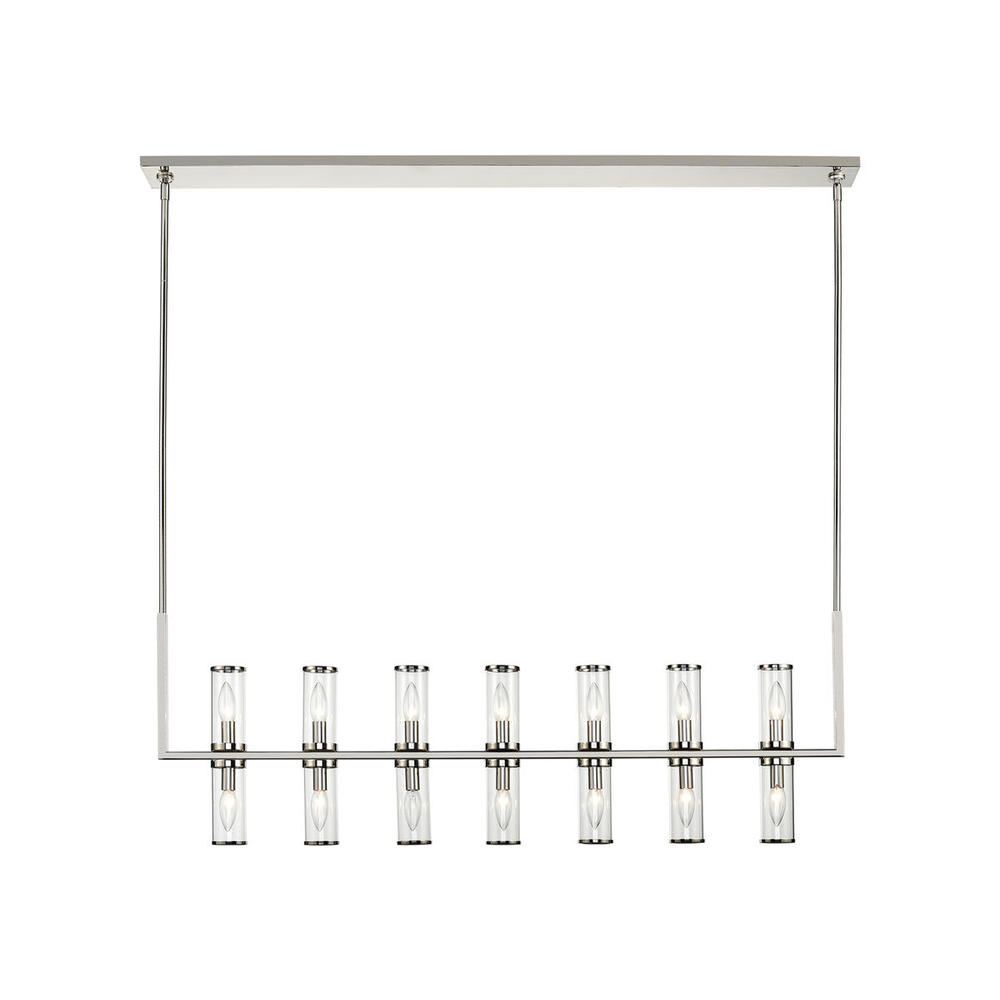 Revolve Clear Glass/Polished Nickel 14 Lights Linear Pendant