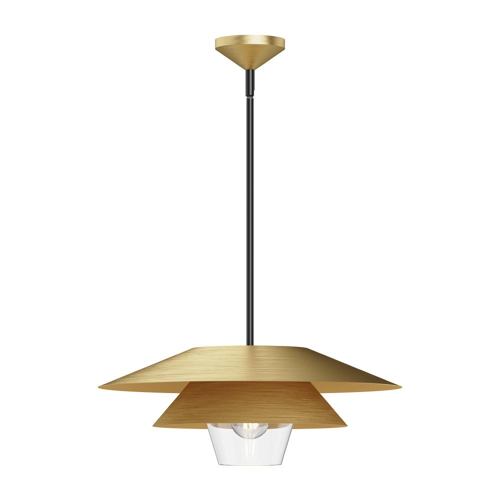 Tetsu 20-in Brushed Gold/Clear Glass 1 Light Pendant