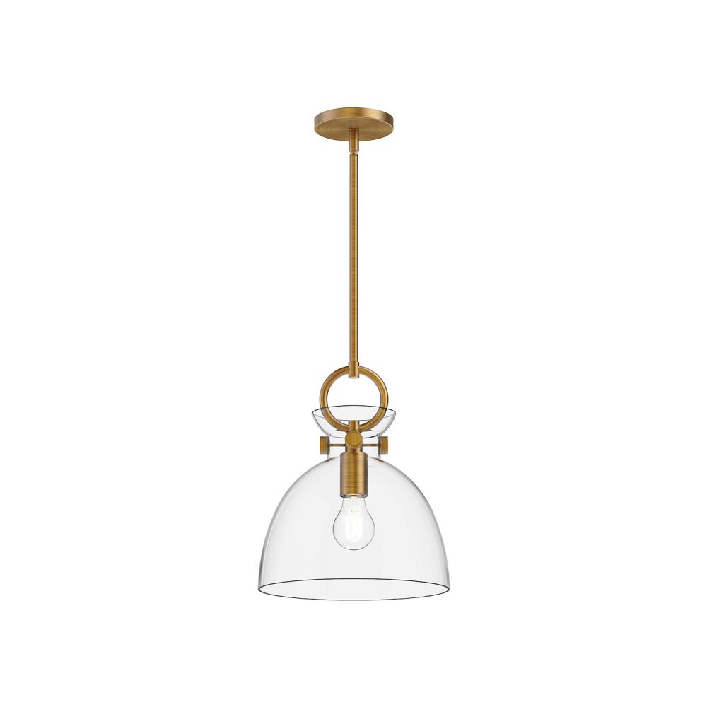 Waldo 11-in Aged Gold/Clear 1 Light Pendant