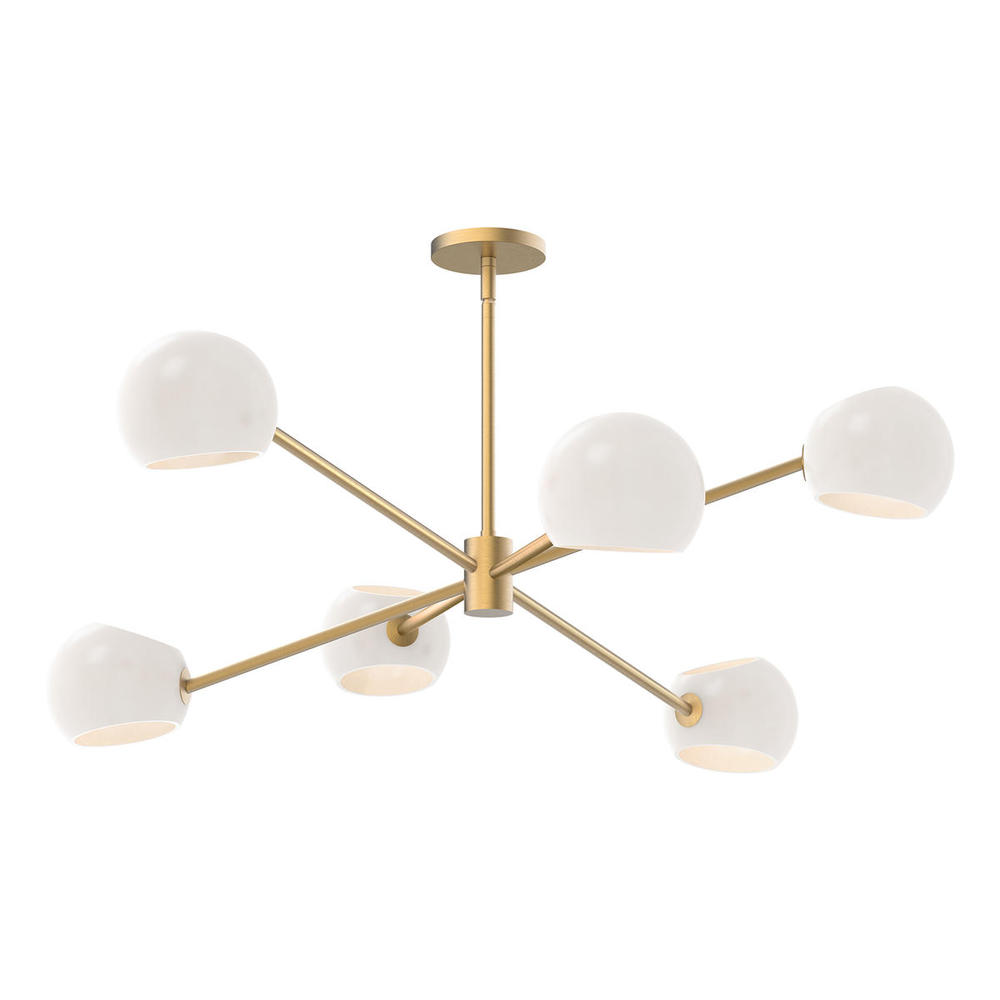Willow 37-in Brushed Gold/Opal Matte Glass 6 Lights Chandeliers
