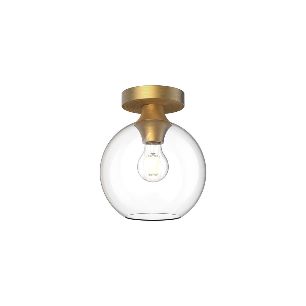 Castilla 8-in Aged Gold/Clear Glass 1 Light Flush Mount