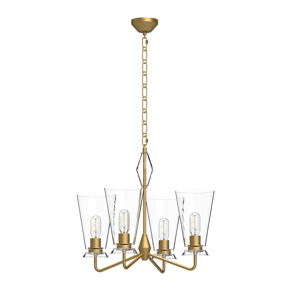 Salem 23-in Brushed Gold/Clear Glass 4 Lights Chandeliers