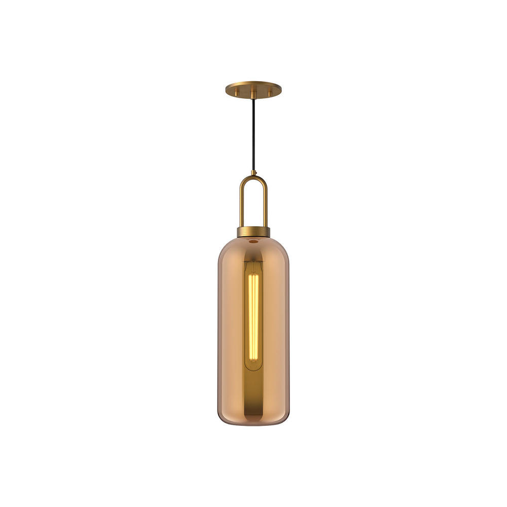 Soji 6-in Aged Gold/Copper Glass 1 Light Pendant