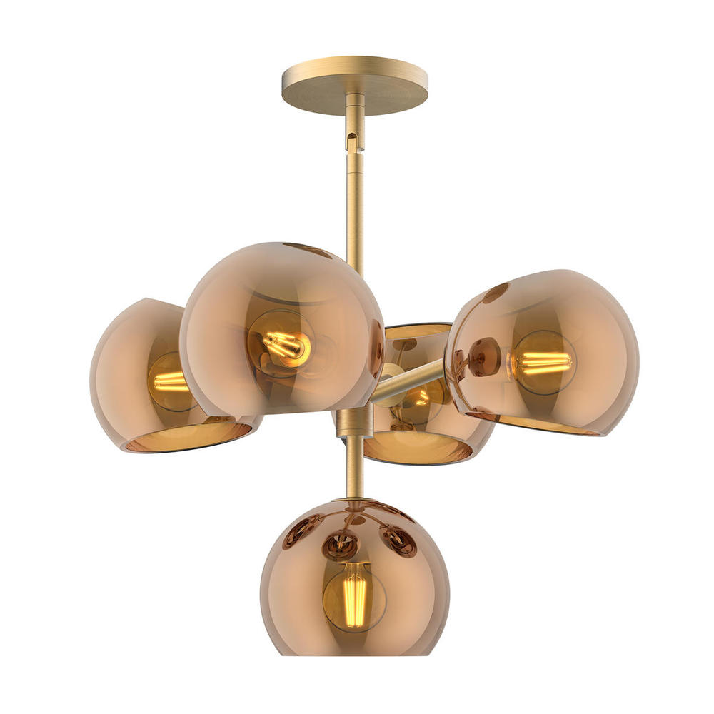 Willow 18-in Brushed Gold/Copper Glass 5 Lights Chandeliers