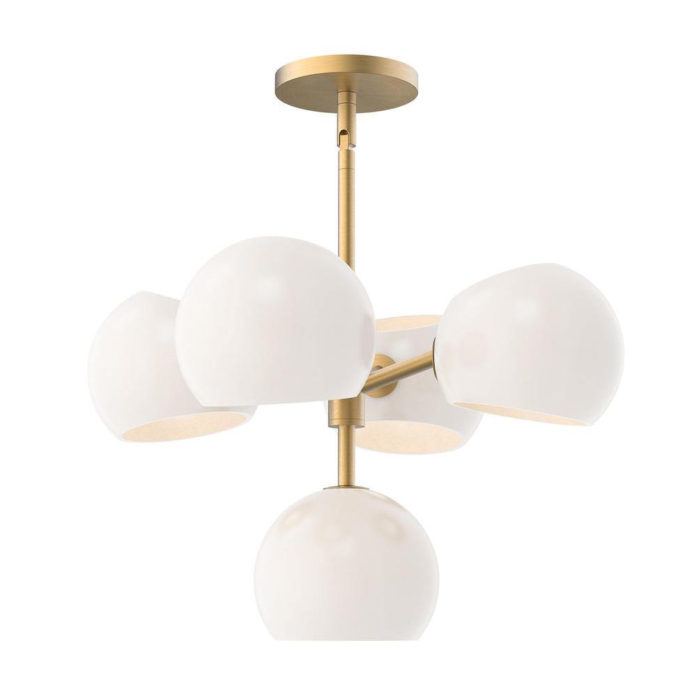 Willow 18-in Brushed Gold/Opal Matte Glass 5 Lights Chandeliers