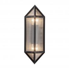 Alora Lighting EW332705BKCR - Cairo 5-in Black/Ribbed Glass 2 Lights Exterior Wall Sconce